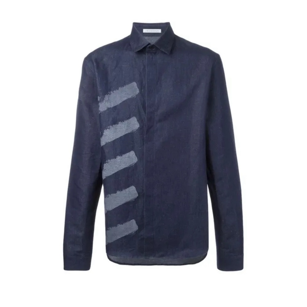 JW Anderson Shirt Mens US 40 EU 50 Blue Denim  Chambray Casual Luxury Preppy
